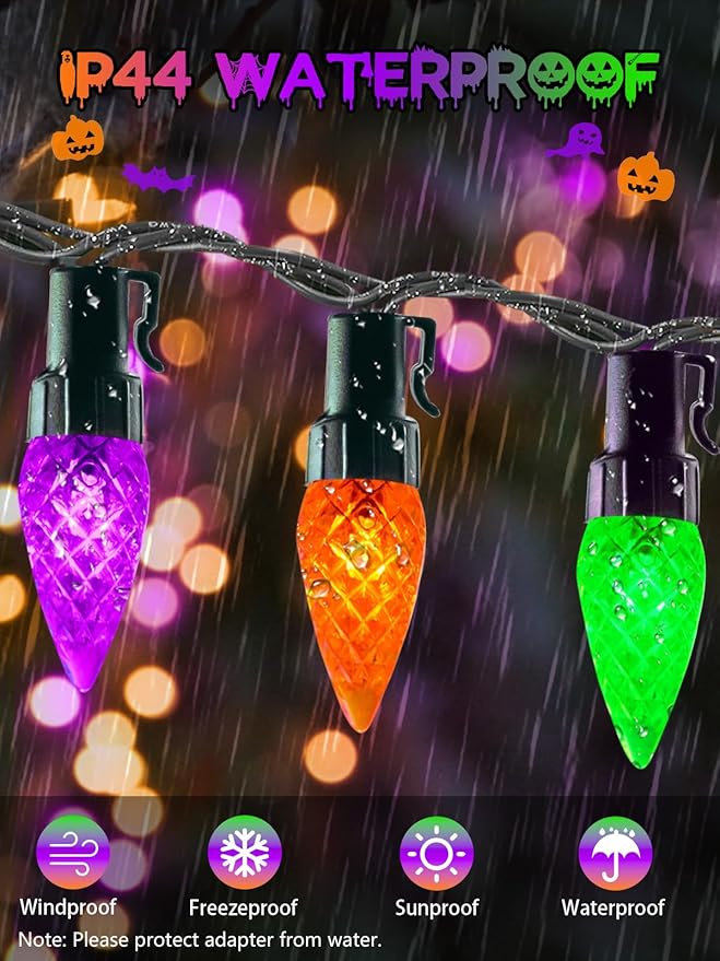 240 LED 78FT C6 Halloween String Lights, Super Long Halloween Lights Outdoor Indoor with 13 Modes & Timer, Waterproof Fairy Twinkle Light Plug in for Tree Horror Party Decor (Orange Purple and Green)
