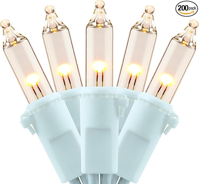 YULETIME 100 Count Clear Warm White Christmas Lights, 33 Feet White Wire UL Certified Incandescent-Like LED Mini String Lights