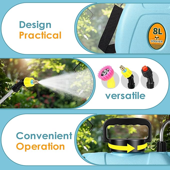 2 Gallon Battery Powered Garden Sprayer,2025 Upgraded Electric Weed Sprayer with 3 Adjustable Speed, Battery Indicator,Rechargeable Retractable Wand with Adjustable Shoulder Strap for Lawn,Garden,Yard