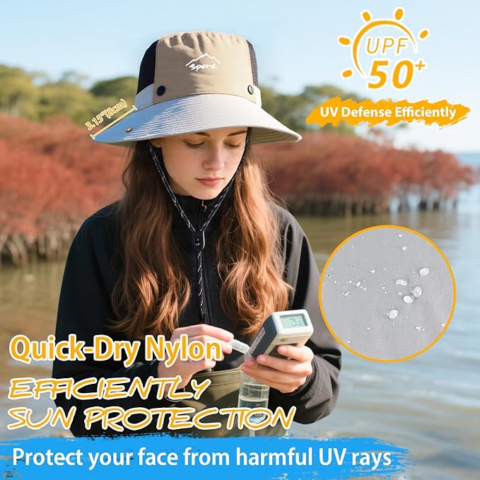 ZOORON Sun Hats for Teens Men Women Waterproof Fishing Hat UPF 50+ Bucket Hat Quick Dry Safari Hat for Beach Hiking Garden