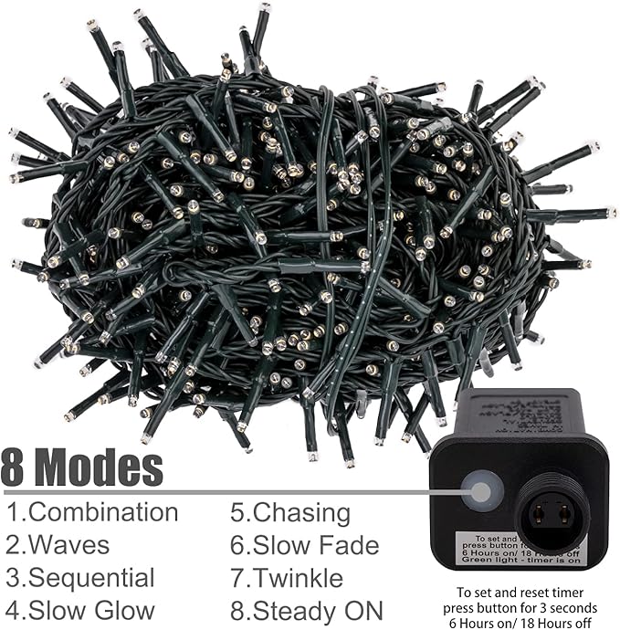 AWQ 500 LED 49ft Christmas Cluster Lights Christmas Decoration String Lights for Xmas Home Garden Wedding Party Xmas Tree Bedroom Indoor Outdoor Decor (Multicolor)