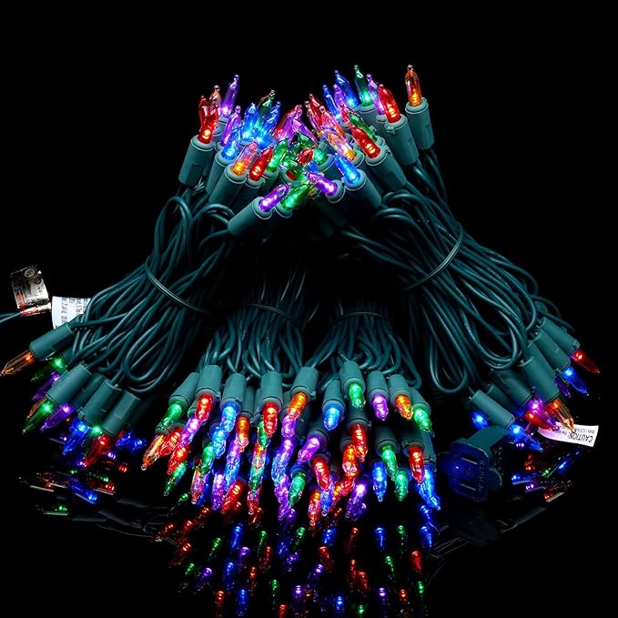 YULETIME 200 Count Multicolor LED Christmas Lights, 66 Feet Green Wire UL Certified Commercial Grade Holiday String Light Set (Multicolor)