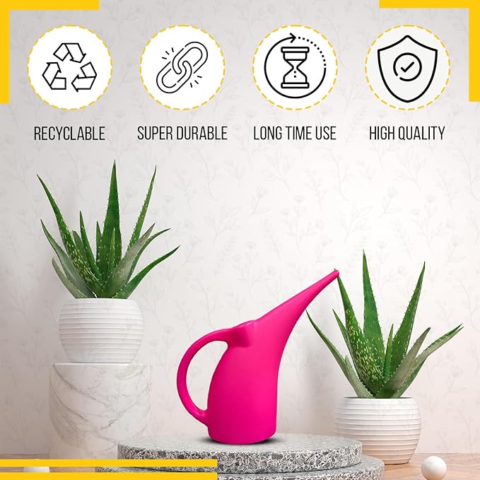 KP KOOL PRODUCTS 1 Pack Half (1/2) Gallon House Plant Watering can - Small Water can with Long spout - Indoor Watering can for Outdoor Plants and Garden - BPA Free Plastic (Pink)