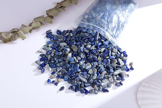 QINJIEJIE 0.9Lbs Lapis Lazuli Rocks for Plants Bulk Succulent Small Stone Natural Decorative Aquarium Gravel Fish Tank Irregular Shaped Pebbles Crystals Chips Vase Filler Decorations for Planter