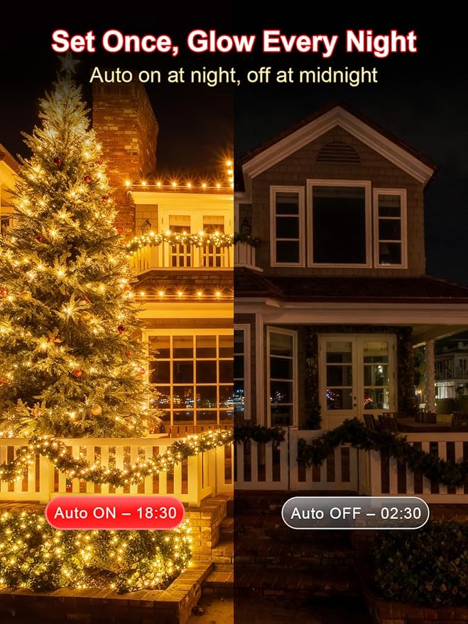 Christmas Lights with 1000 LEDs, 328FT Extra Long Plug in Fairy String Lights for Outdoor Tree and Indoor Décor, 8 Modes & Timer, IP65 Waterproof Lights for Yard Garden Decor (Warm White)