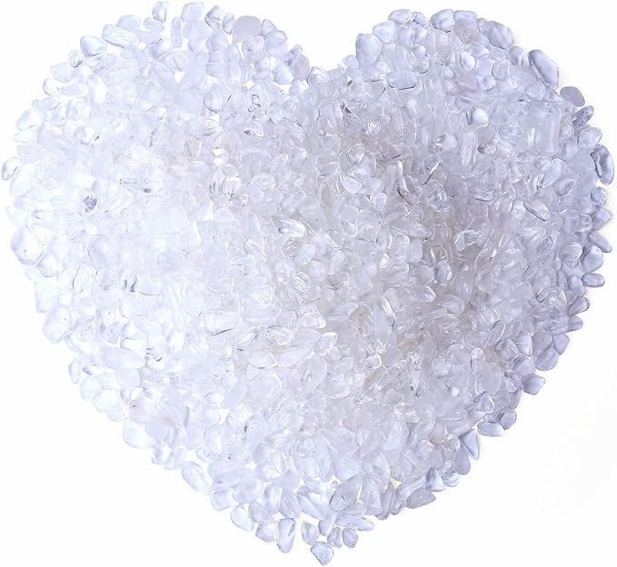 Clear Quartz Crystals Tumbled Stones Polished Rocks Chips Stone Crushed Crystal Healing Natural Gem Gravel Home Decoration mini Aquarium Tank Plants Small Vase Filler Landscape Bottom Ornament 250G