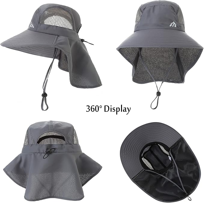 UV Sun Protection Hat Women Foldable Neck Flap Wide Brim Fishing Hat with Ponytail Hole for Women
