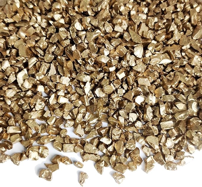 HappyFiller Golden Nuggets Crushed Glass for Resin Art,Small Gravels Stones for Aquarium Fish Tank Bottom Granule,Vase Filler Candle Holder Decor,Wedding Centerpieces Decoration,0.81 LB Gold