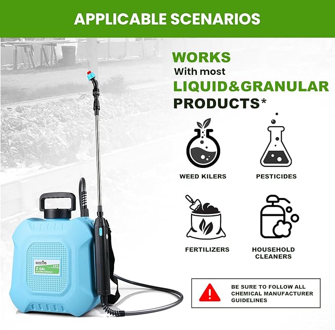 Battery Powered Sprayer 2 Gallon, Electric Sprayer with Retractable Wand & 4 Mist Nozzles & USB Rechargeable Handle, Water Spray Pump Sprayers for Planting Lawn Yard Garden