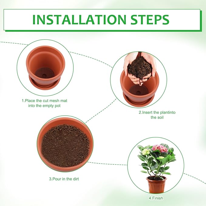 20 PCS Terrarium Mesh for Drainage, 11.8 X 7.8 Inches Eye Mesh, Plant Pot Drainage Mat, Prevent Soil Loss, Suitable for Potted Plants, Gardening Gifts for Friends (Black + Gray)