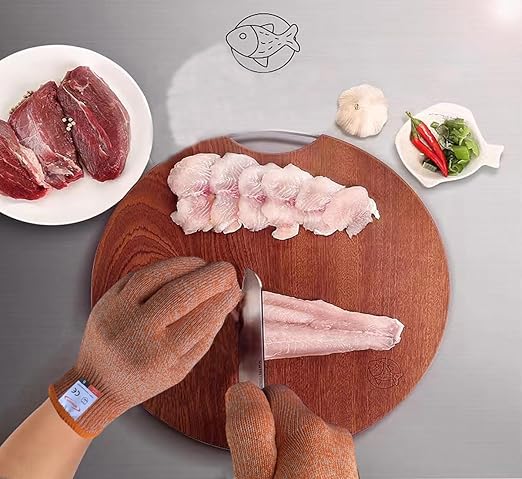 Cutting Gloves, 2 Pairs of Cut Resistant Gloves Food Grade, Cut Resistant Gloves for Kitchen, Oyster Shucking, Fish Fillet Processing, Carving Wood and Gardening(Medium-Orange)