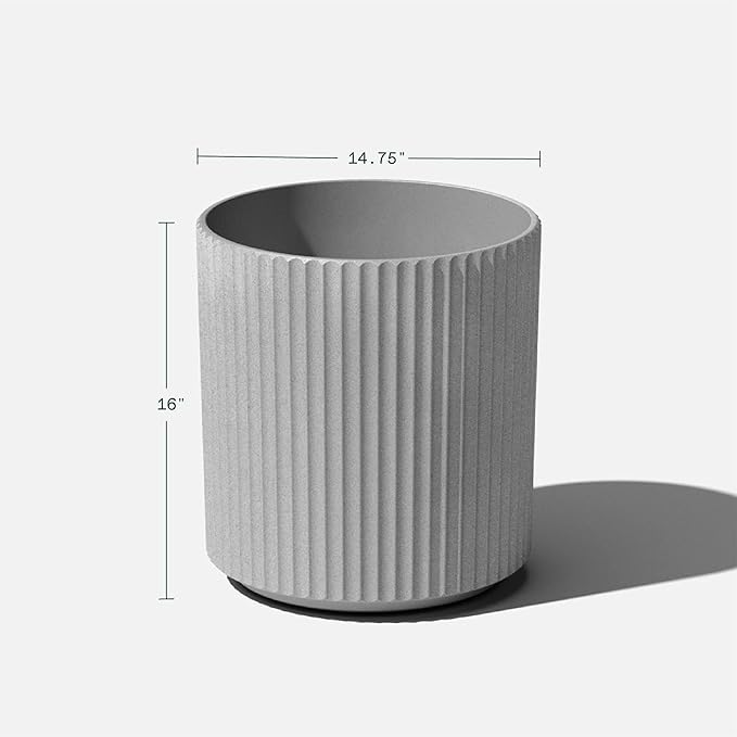 Veradek Demi Series Round Planter for Porch, Patio, Backyard | Durable Plastic-Stone Composite Material | Modern Décor for Tall Plants, Flowers