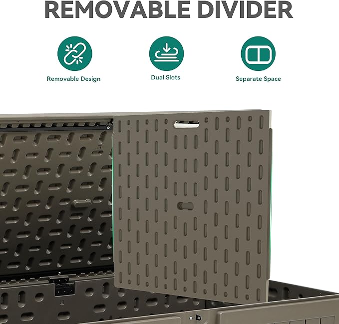 YITAHOME 200 Gallon Extra Large Deck Box, Double-Wall Resin Outdoor Storage Box with Flexible Divider for Patio Cushions Pool Supplies Garden Tools, 990 lbs Load Capacity, Lockable (Light Brown)