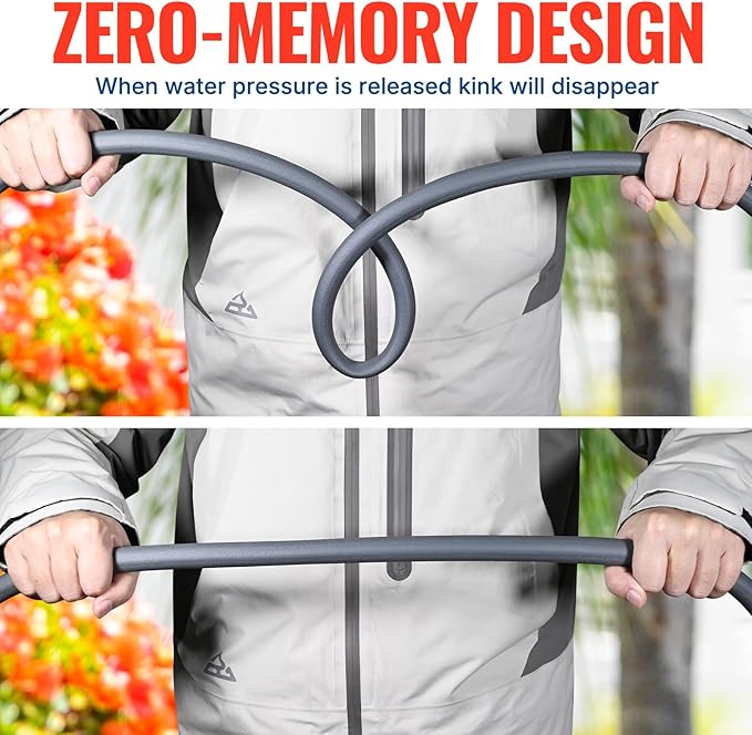 YAMATIC Short Garden Hose 5/8 in x 15 ft with Swivel Handle, Super Flexible Water Hose, All-weather, Lightweight, Burst 600 PSI, Grey