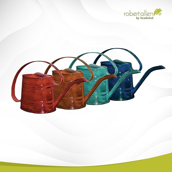 Headwind Danbury Vintage Watering Can – 1/2 Gallon Tango Orange Decorative Galvanized Large Metal Watering Can Planter for Outdoor & Indoor – Antique Style by Robert Allen
