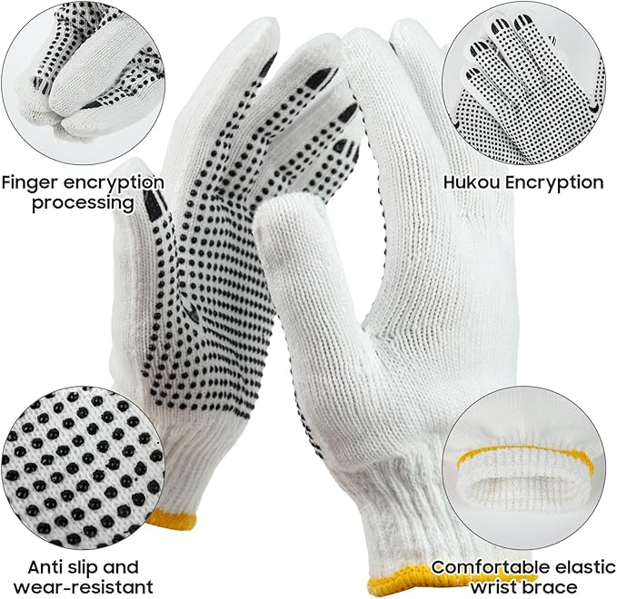 Unisex white cotton polyester knitted safety gloves,suitable for gardening,warehouse,cooking work-12/36/240 pairs