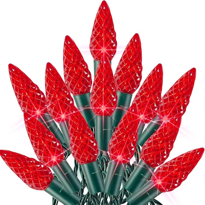 TW SHINE C6 Christmas String Lights, 200 LED 66 FT Christmas Lights Outdoor with 8 Modes Timer, Waterproof Connectable for Indoor Yard Xmas Tree House Christmas Decorations (Red)