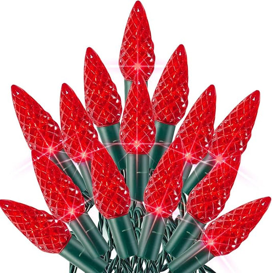 TW SHINE C6 Christmas String Lights, 200 LED 66 FT Christmas Lights Outdoor with 8 Modes Timer, Waterproof Connectable for Indoor Yard Xmas Tree House Christmas Decorations (Red)