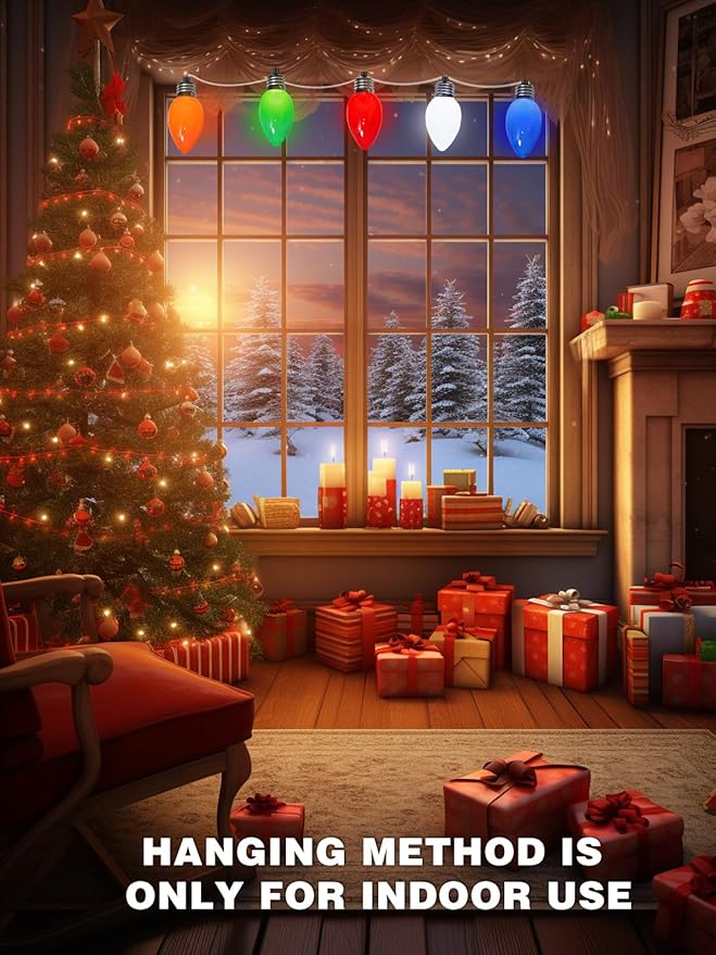 10 Pack Large C9 Christmas Decorations Outdoor, Waterproof C9 Christmas Lights Plug in with 2 Modes and Timer, Pathway Light for Party Indoor Courtyard Patio Lawn Garden Xmas Decoration (Multicolor)