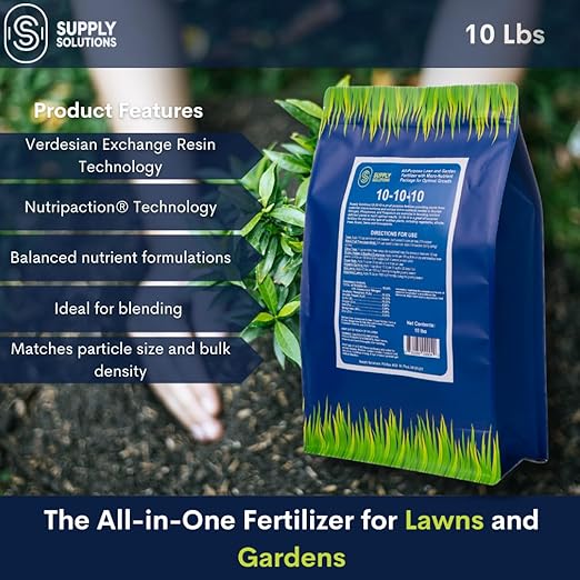 10-10-10 Complete Lawn & Garden Granular Fertilizer with Micronutrients – Balanced NPK Plant Food for Soil Health, Blooms & Roots – Safe for Vegetables, Fruits, Lawns (10 Pounds)