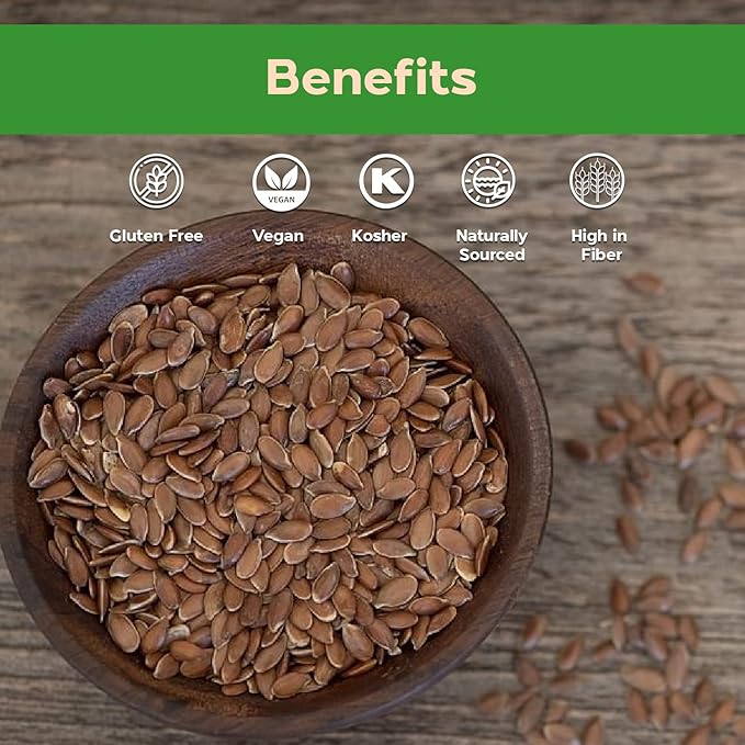 Sincerely Nuts Brown Flax Seed- (3 LB) Vegan, Kosher & Gluten-Free Food-Fiber-Rich Addition to Baked Goods, Salads & More-Plant-Powered Essential Fatty Acid-Add to Granola, Trail Mix, and Protein