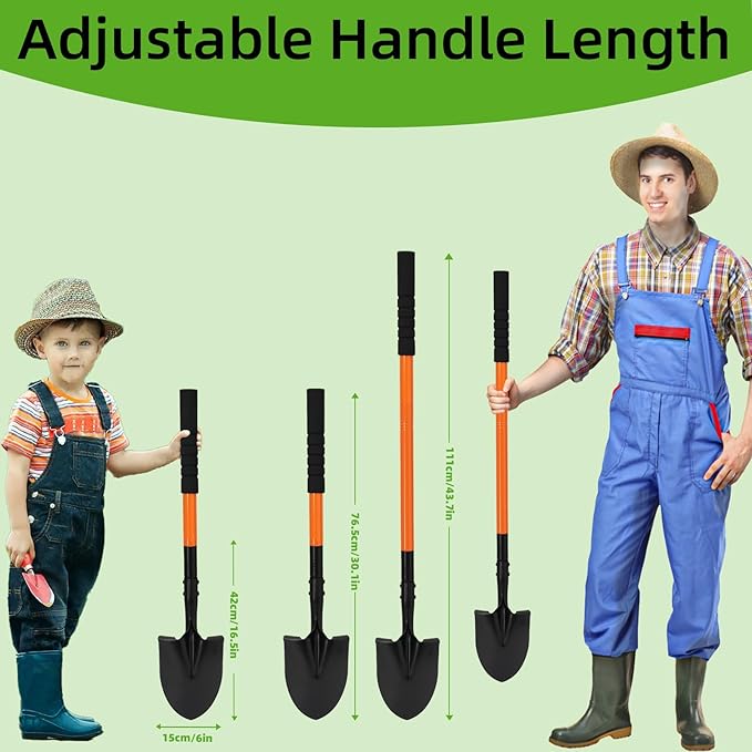 43.7Inches Small Spade Shovel Small Trench Shovel with Heavy Duty Steel Handle Garden Tools, Small Shovel for Digging Gardening Camping Yardwork Car Shovel, Orange