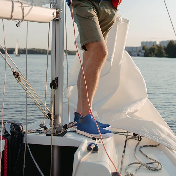 WTW Unisex Rain Boots for Men and Women Waterproof Rubber Fishing Deck Boots Neoprene Boots Slip on Ankle Garden Shoes