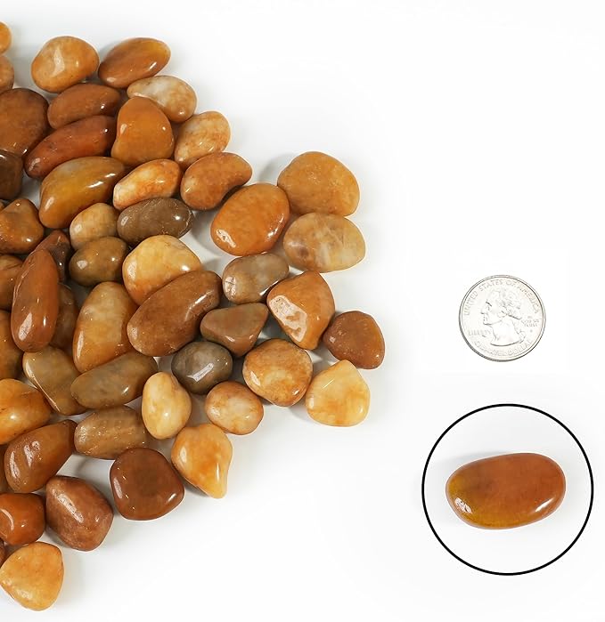 StoneCreek 24 LBS River Rocks(2 x 12 LBS Bags), Large Size, Decorative Garden Stones for Plant Landscaping, Polished Gravel Filler Pebbles for Home Decoration, Vases, Succulents(Pale Yellow Pebbles)