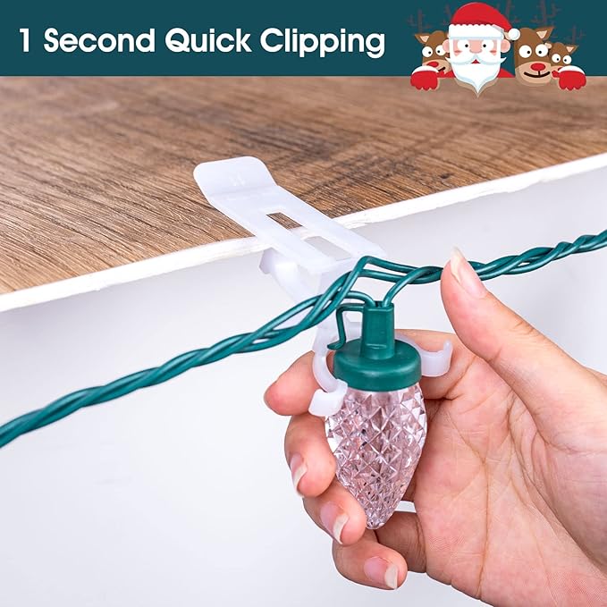 C9 LED Christmas Lights Outdoor, 68 Ft 100 LED C9 String Lights with 100 All in One Clips, Connectable Waterproof Christmas Tree Lights for Outside Roofline Backyard Garden Decor, Warm White 2 Pack