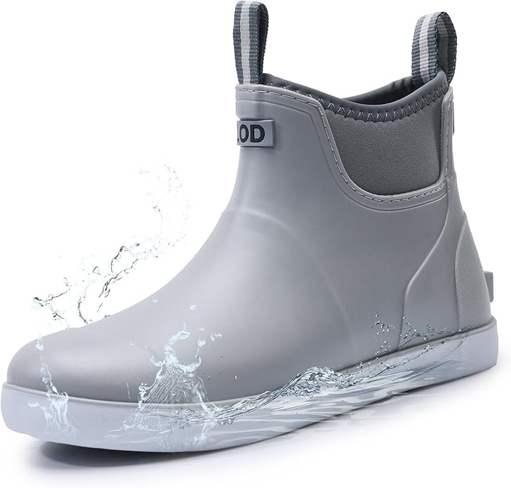Women's Ankle Rain Boots - Slip On Waterproof Festival & Garden Shoes for Men - Comfortable Lightweight Rubber Wellies with Decorative Buckle