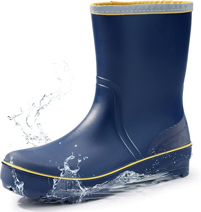 Women's Ankle Rain Boots - Slip On Waterproof Festival & Garden Shoes for Men - Comfortable Lightweight Rubber Wellies with Decorative Buckle
