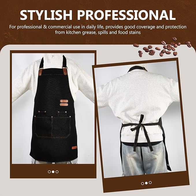 Chef Apron for Men Women with Pockets Adjustable Strap, Water Repellent Apron for Cooking, Baking