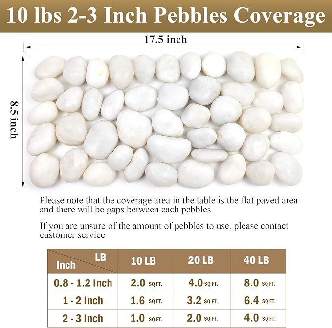 10 lbs Large River Rocks for Landscaping, 2-3 inch Polished White Pebbles for Plants, Decorative White Stones for Planters Vase Aquarium and Outdoor Garden Rocks