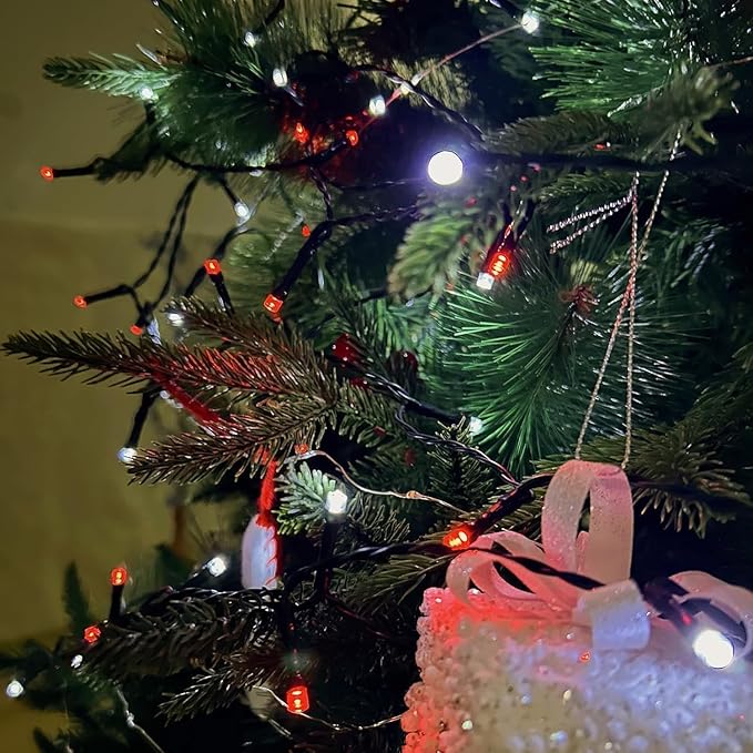 OZS Connectable Red and White Christmas String Lights, 2Pack Total 164FT 400LED Christmas Lights for Outdoor/Indoor, Plug in Tree Lights with 8 Modes, String Lights for Christmas Decorations Holiday