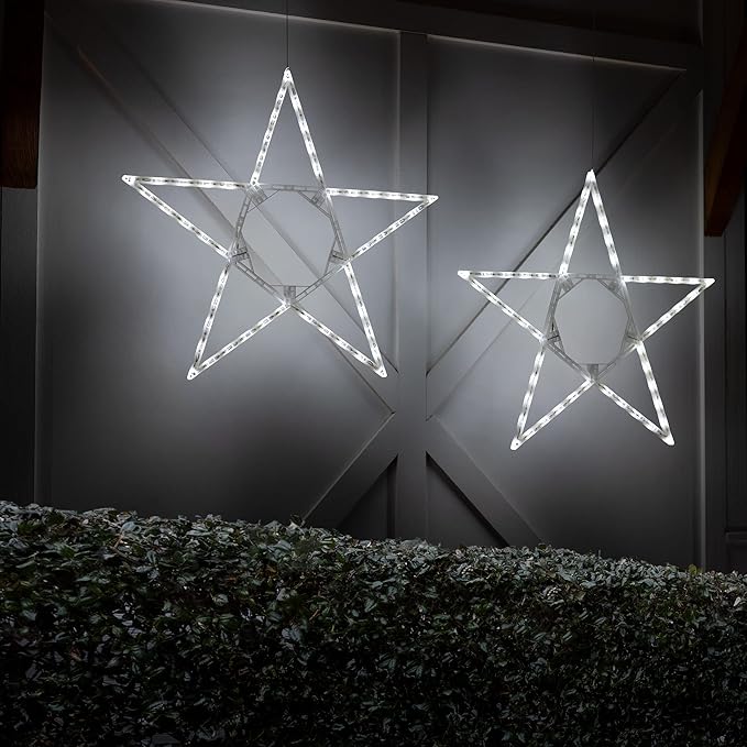 Kringle Traditions 32 Lighted Christmas Outdoor Star - Cool White LED Decoration, Folding Star Decor