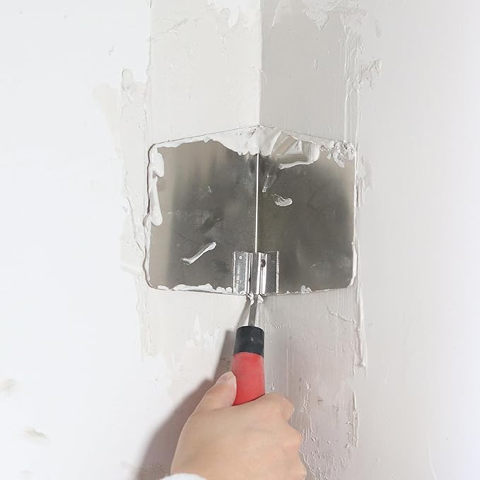 Fishark 2-Piece Drywall Corner Trowel Tool Set, Stainless Steel 3.9'' Outside Corner Knife & 5'' Inside Corner Knife for Sheetrock, Stucco & Concrete
