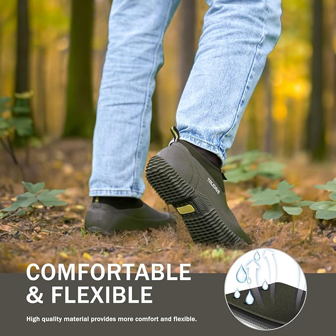Trudave Garden Shoes for Men & Women, Waterproof Rubber Shoes with 4.5mm Neoprene, Womens Rain Boots for Gardening,Size 6-13
