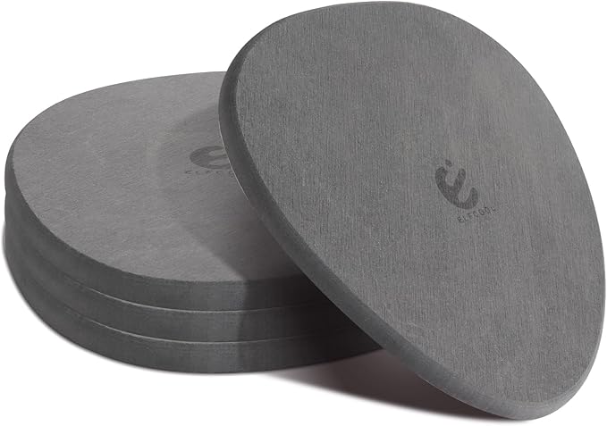 Elfcool Plant Saucer Quick Dry Absorbent Flower Plant Pot Saucer Dirp Tray Diatomaceous Earth Plant Mat for Indoor Outdoor Plants (8''-Dark Grey-4pack)