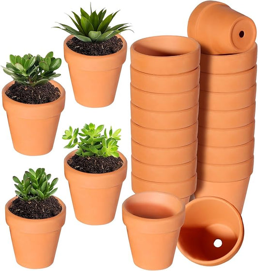 22Pcs 3 Inch Terracotta Pots, Clay Flower Pots Cactus DIY Flower Pots with Drainage Hole,Great for Plants Garden Windowsill Indoor & Outdoor Wedding Favors Gifts