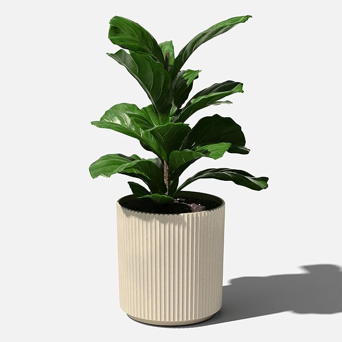 Veradek Round Demi Planter Pots for Indoor/Outdoor Garden Use, Made from Plastic-Concrete Mix with Drainage Holes, Perfect for Small to Large Succulent Plants, Flowers, Modern Interior Plants