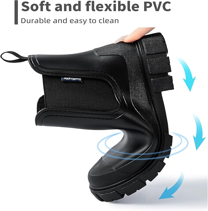 Drecage Womens Rain Boots Waterproof Rubber Garden Shoes Short Ankle Chelsea Boots Slip-Resistant