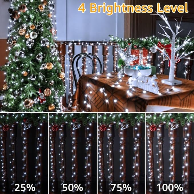 Ollny Christmas Lights Outdoor, 393FT 1200 LED IP67 Waterproof Christmas Tree Lights with 8 Modes Remote Timer, String Lights for House Yard Outside Indoor Xmas Decorations Cool White