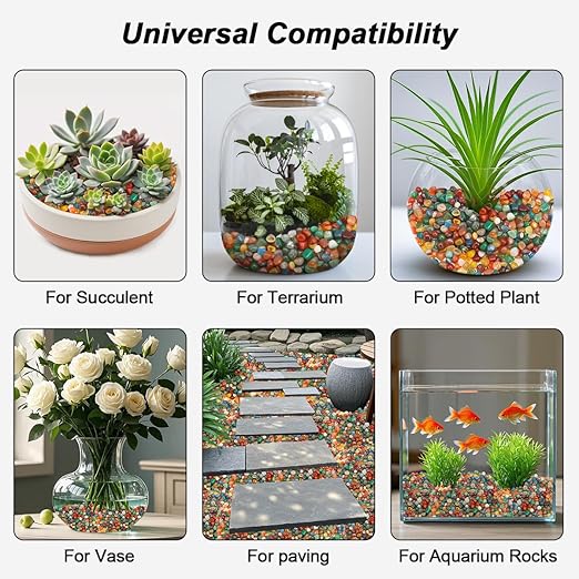 Vase Filler,Landscaping Pebbles, River Rocks Decorative Ornamental Pebbles, DIY Smoothed Rocks for Potted Plant Resin Art Vase Fillers Aquarium Gravel Rocks (Colorful, 5 Pounds)