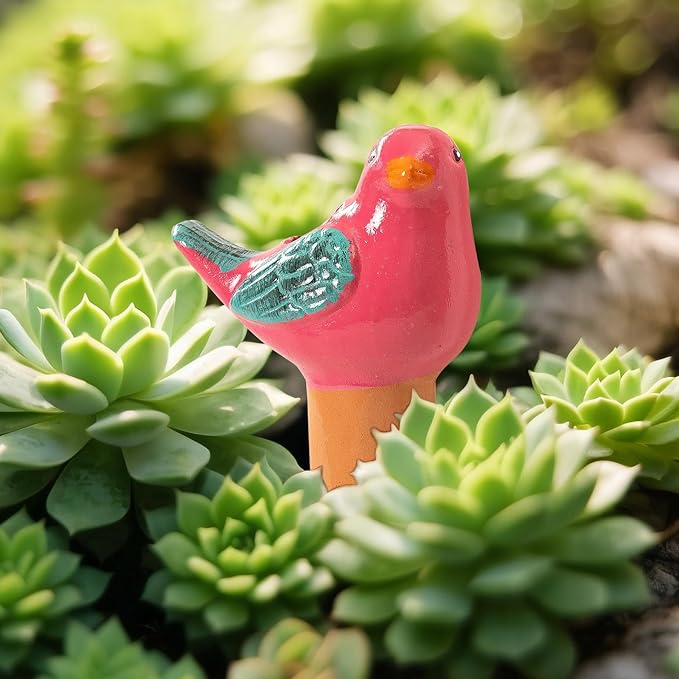 4 Pack Self Watering Bird Shaped Globes, Terracotta Vacation Planters Devices with Slow Release Automatic Watering Spikes, Plant Watering Pots for Indoor and Outdoor Potted Plant