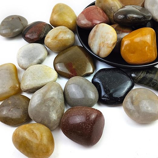 40LB Mixed Color River Rocks - 2-3 inch High Polished Decorative Pebbles, Polished Stones for Landscaping, Natural River Rocks for Outdoor Décor, Plants,Vase Filler,Fish Tank