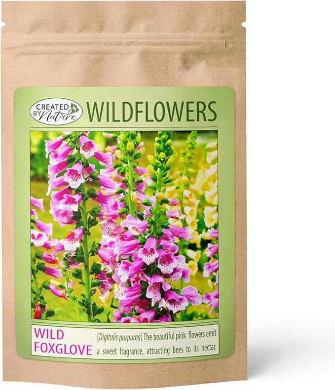 Created by Nature Foxglove Seeds, 62,700 Perennial Seeds, Purple, Pink, and White Flowers