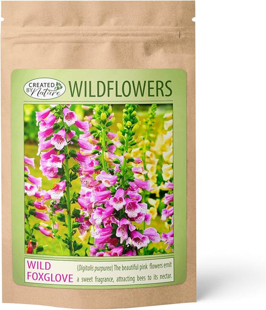 Created by Nature Foxglove Seeds, 62,700 Perennial Seeds, Purple, Pink, and White Flowers