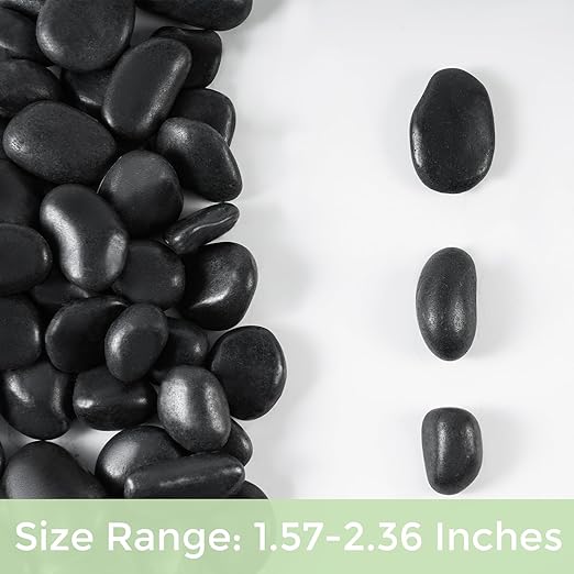 SIDONG 10 lbs Black River Rocks, 1.5-2.5 Inches Polished Pebbles for Indoor Plants, Aquarium Rocks Used in Fish Tank, Decorative Stones for Plants, Vases, Home Décor, Crafting, Garden Landscaping