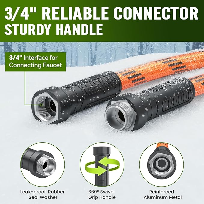 Garden Hose 50 ft, Water Hose Heavy Duty, Flexible Lightweight Non-Expanding Hose with 10 Function Sprayer, Leak-Proof, Burst-Resistant, High-Pressure, Anti-Kink for Yard and Outdoor