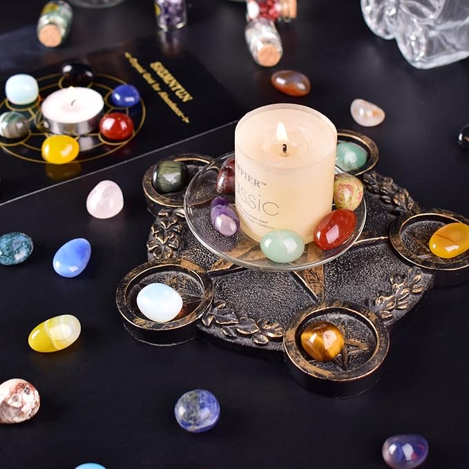 Polished Multicolor Healing Crystal Stone Set – 24 Types of 0.6" Handpicked Tumbled Stones for Healing, Reiki, Meditation, Crafting, Home Decor, Ethically Sourced, Mixed Crystals-0.6"